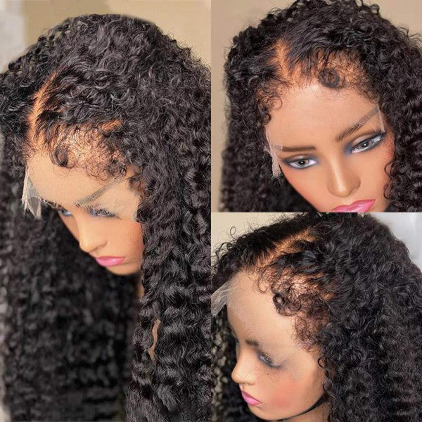 4C Curly Edges 8X5 Lace Frontal Wig Invisible HD Lace Curly Human Hair Wig With Natural Baby Hairline USA 24 Hours Shipping