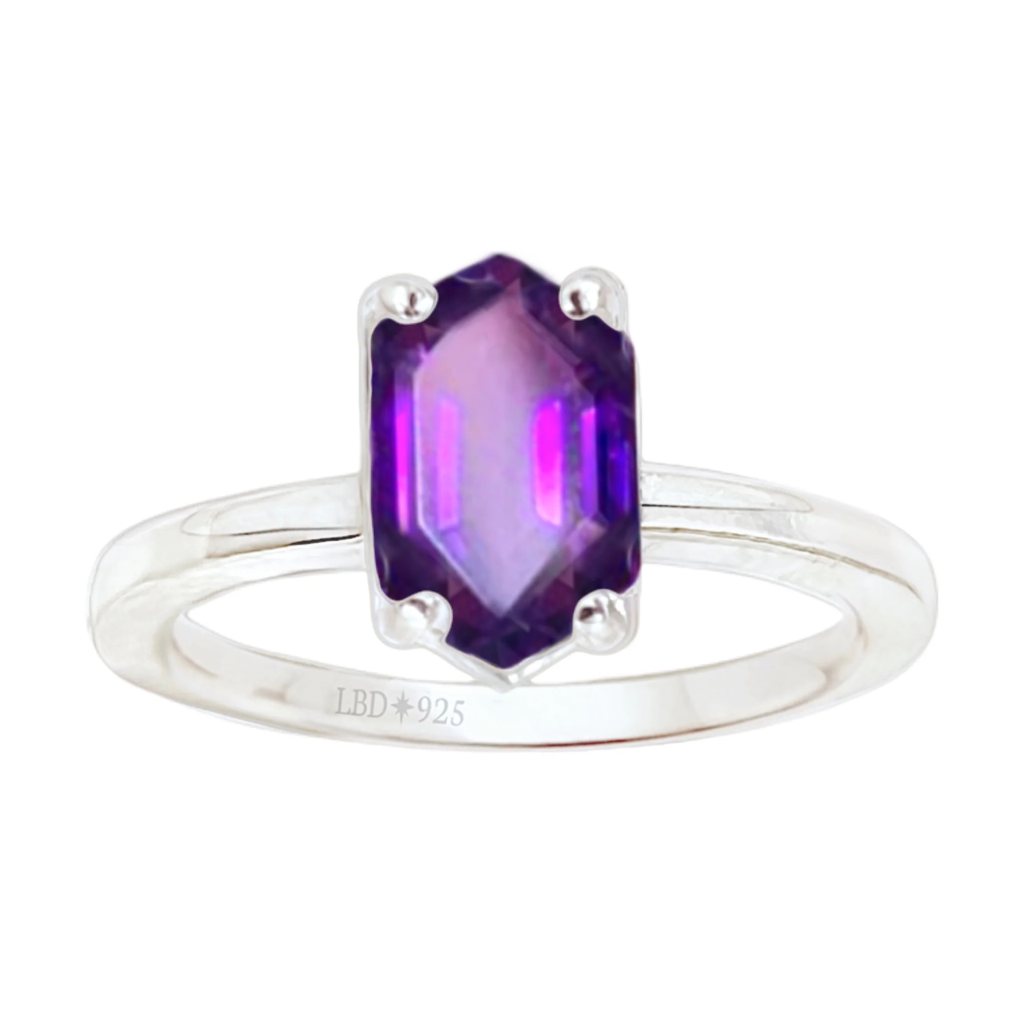 Laihas Mini Hex Crystal Amethyst Ring