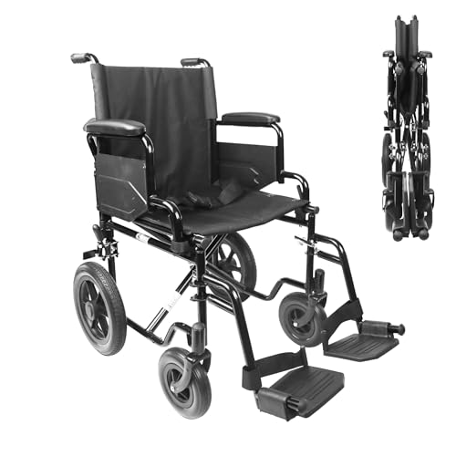 PEPE   Sedia a Rotelle Pieghevole (Robusta Struttura in Acciaio), Sedia a Rotelle Trasporto Anziani, Sedia a Rotelle da Transito Acciaio, Sedia a Rotelle Disabili, Sedia a Rotelle Richiudibile : Amazon.it: Salute e cura della persona
