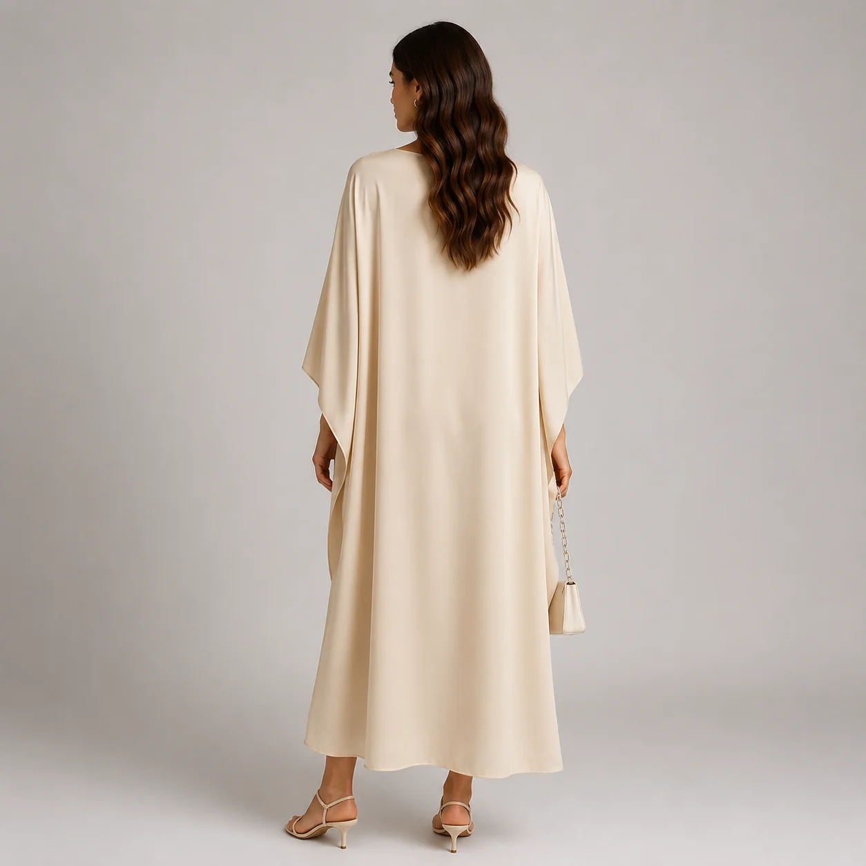 Womena??s Draped Cape Maxi Dress Elegant Floor-Length Style