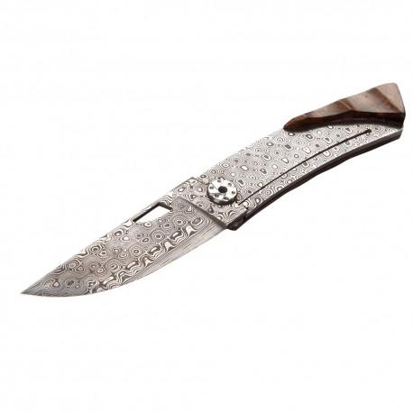 Liner Lock Thiers Walnut Handle, Damascus Blade