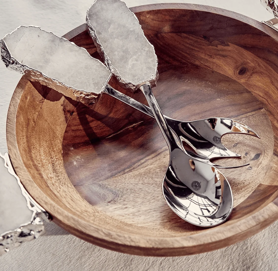 Scossa Salad Servers, Silver