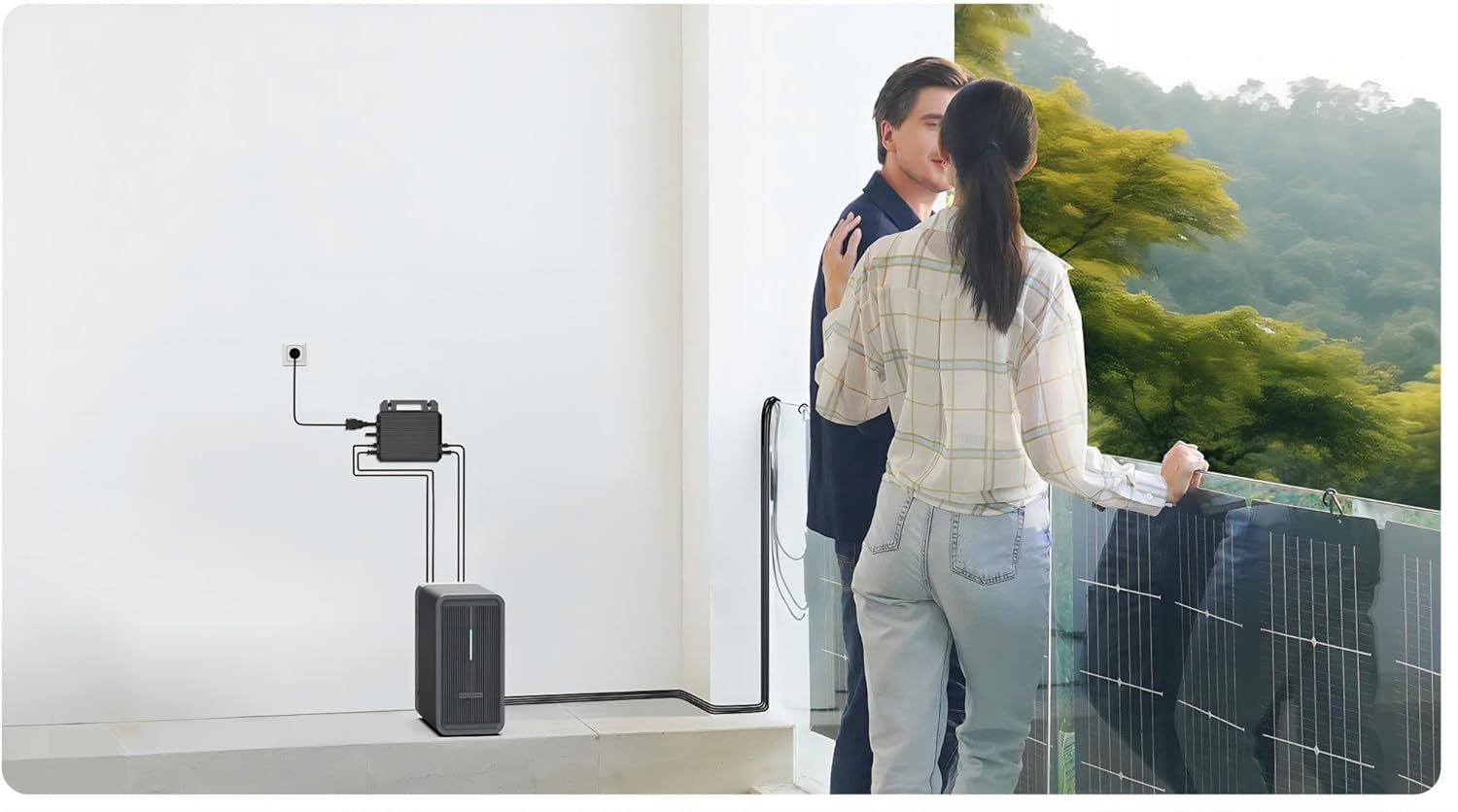 Balkonkraftwerk mit Speicher B2500, 6000 Ladezyklen, 1600W Max. 1600W PV-Eingang & 800W Ausgang Erweiterbar auf 8960Wh, IP65,0% MwSt - Nur für Privatpersonen