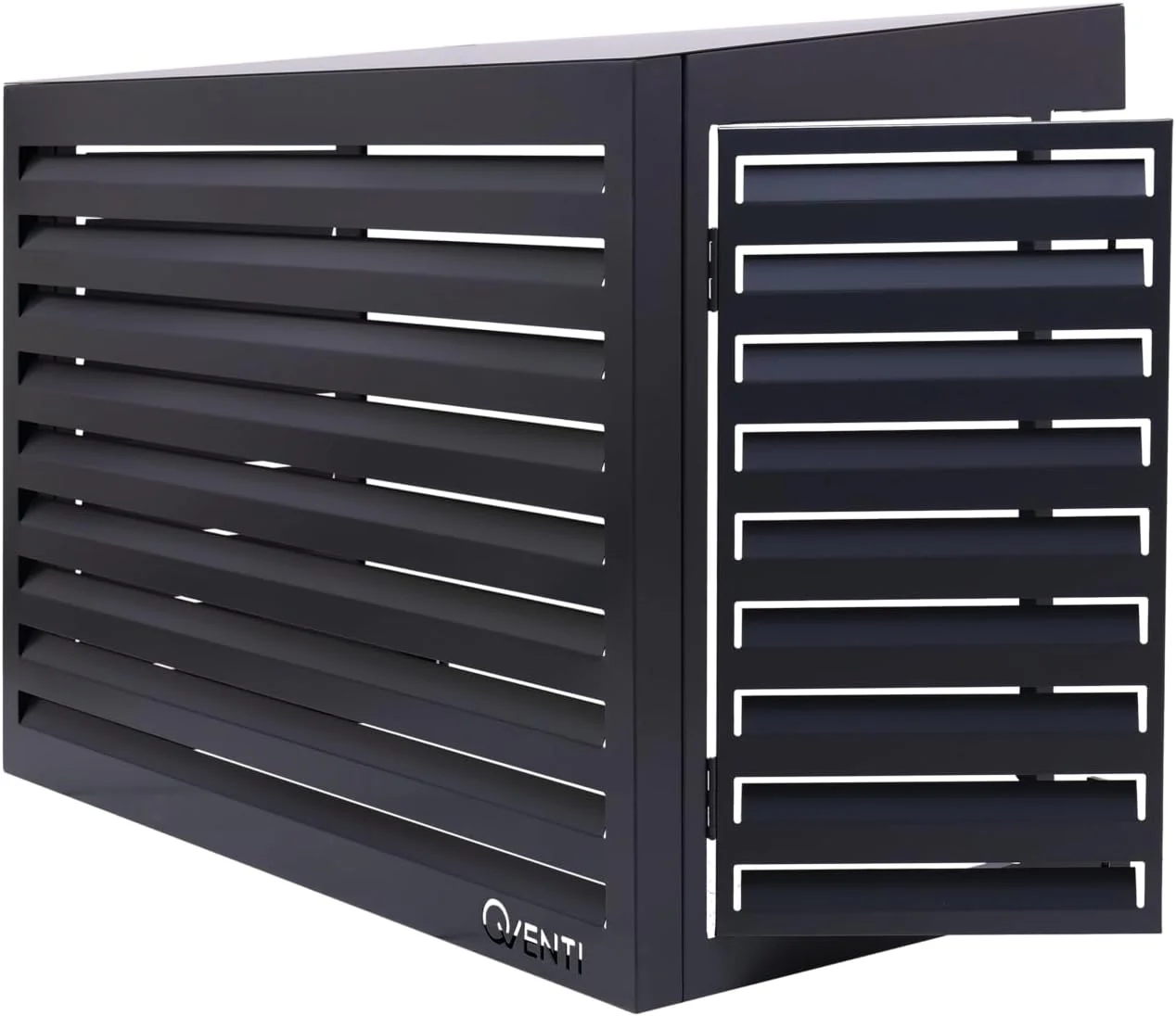 Qventi Abdeckung für Klimaanlage - Anthrazit/Grau - Aluminium - Schutzgitter - Verkleidung - Einfache Montage - Größe S - Außenmaße (LxBxH): 100 x 50 x 75 cm