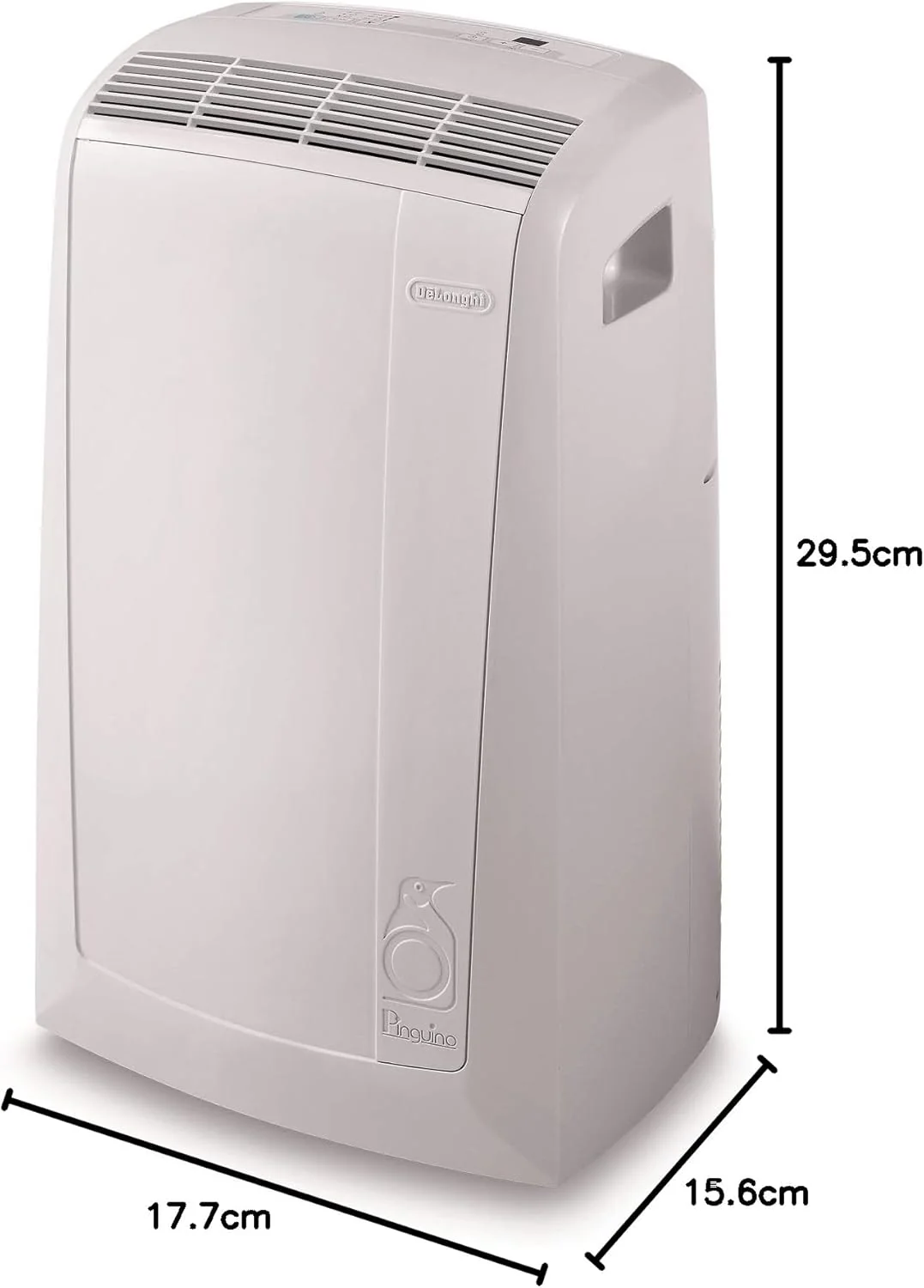 De'Longhi Pinguino PAC EM82, Condizionatore Portatile per ambienti fino a 80 m³, 9.400 BTU, 2,4 kW, 63 dB, Funzione Deumidificatore, Classe Energetica A, Timer 24h, Bianco