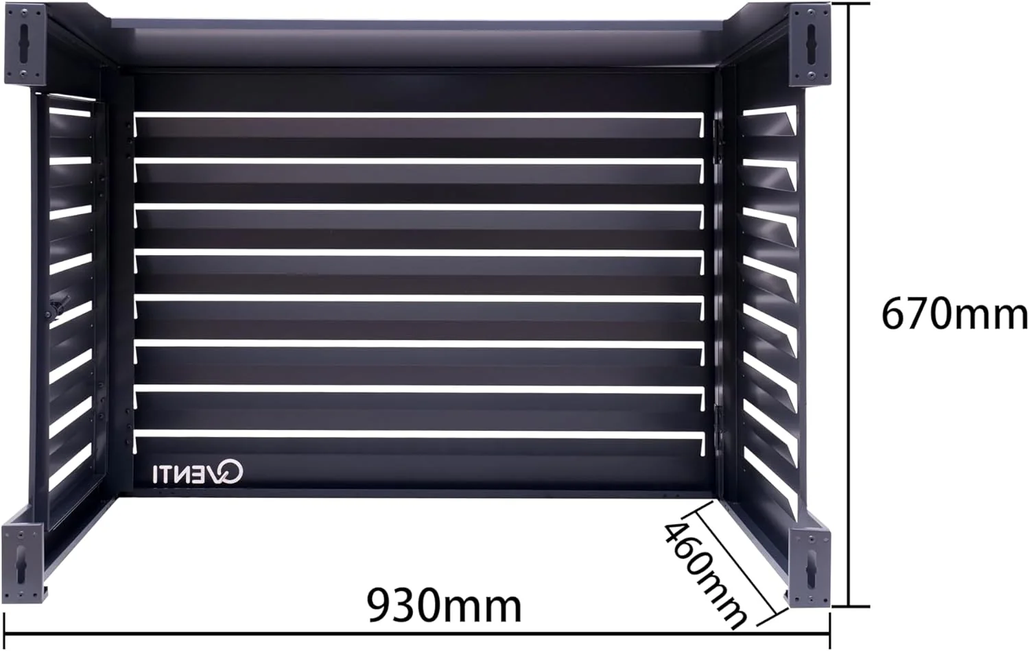 Qventi Abdeckung für Klimaanlage - Anthrazit/Grau - Aluminium - Schutzgitter - Verkleidung - Einfache Montage - Größe S - Außenmaße (LxBxH): 100 x 50 x 75 cm