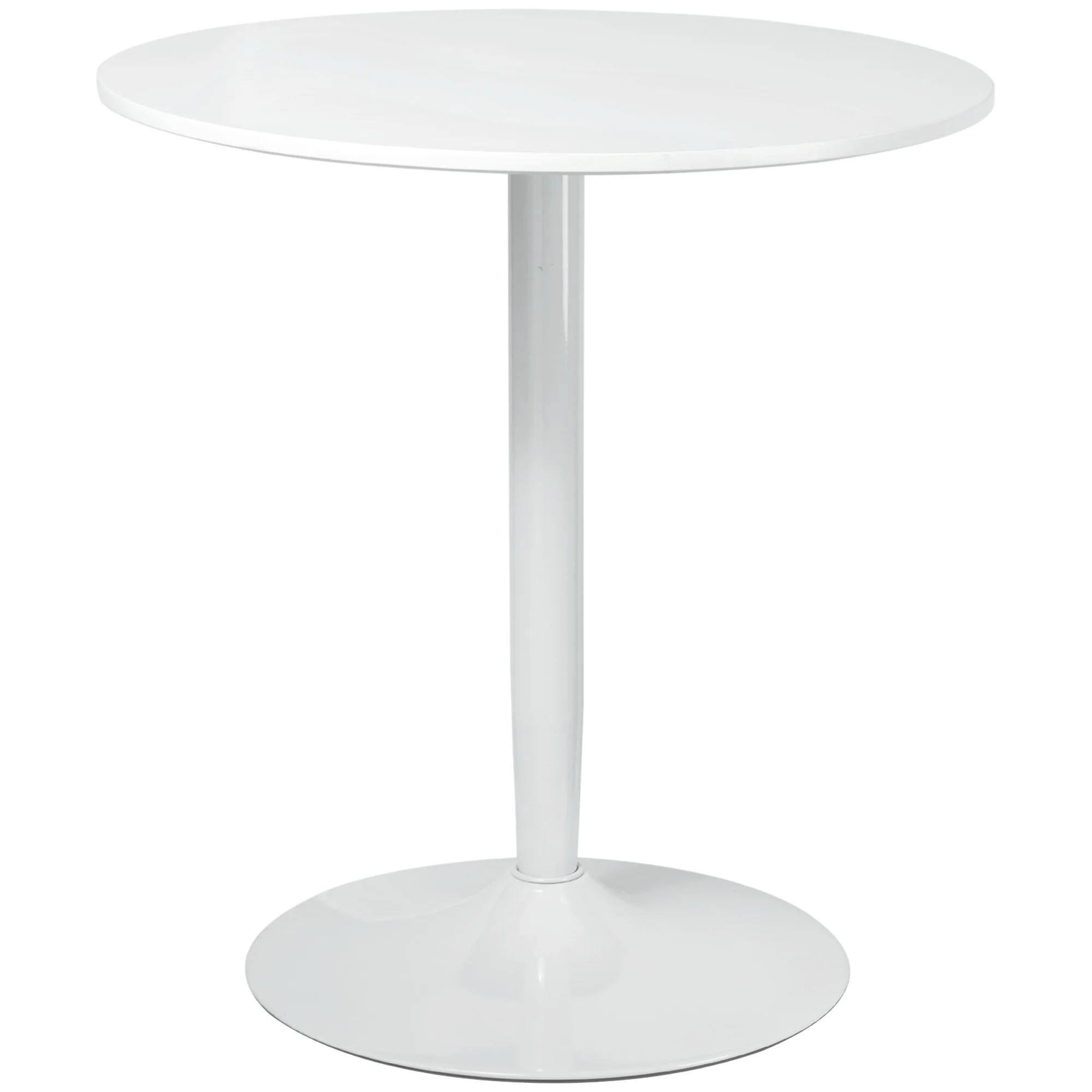 HOMCOM Eettafel voor 2 Personen, Ronde Tafelblad, Stalen Voet, wit, 70 x 70 x 75 cm