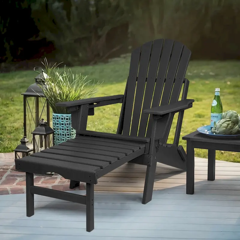 Vrakae Folding and Adjustable Adirondack Chair with Ottoman