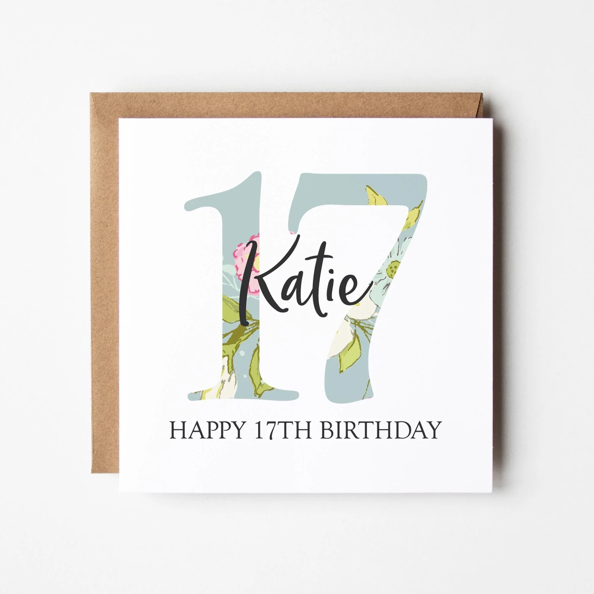 Personalised 11-19 Birthday Card a?�� Girl's Birthday Card a?�� 11th, 12th, 13th, 14th, 15th, 16th, 17th, 19th Birthday Card
