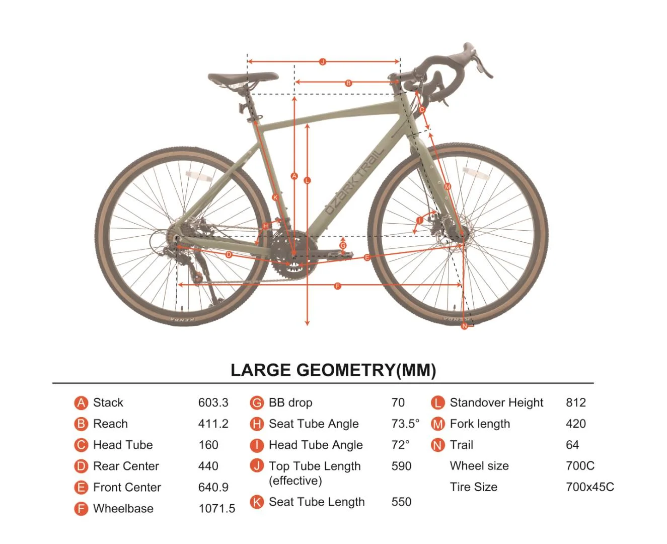 700c Ozark Trail G.1 Explorer Drop Bar Gravel Bike, Medium Frame, Fits Riders 5'5