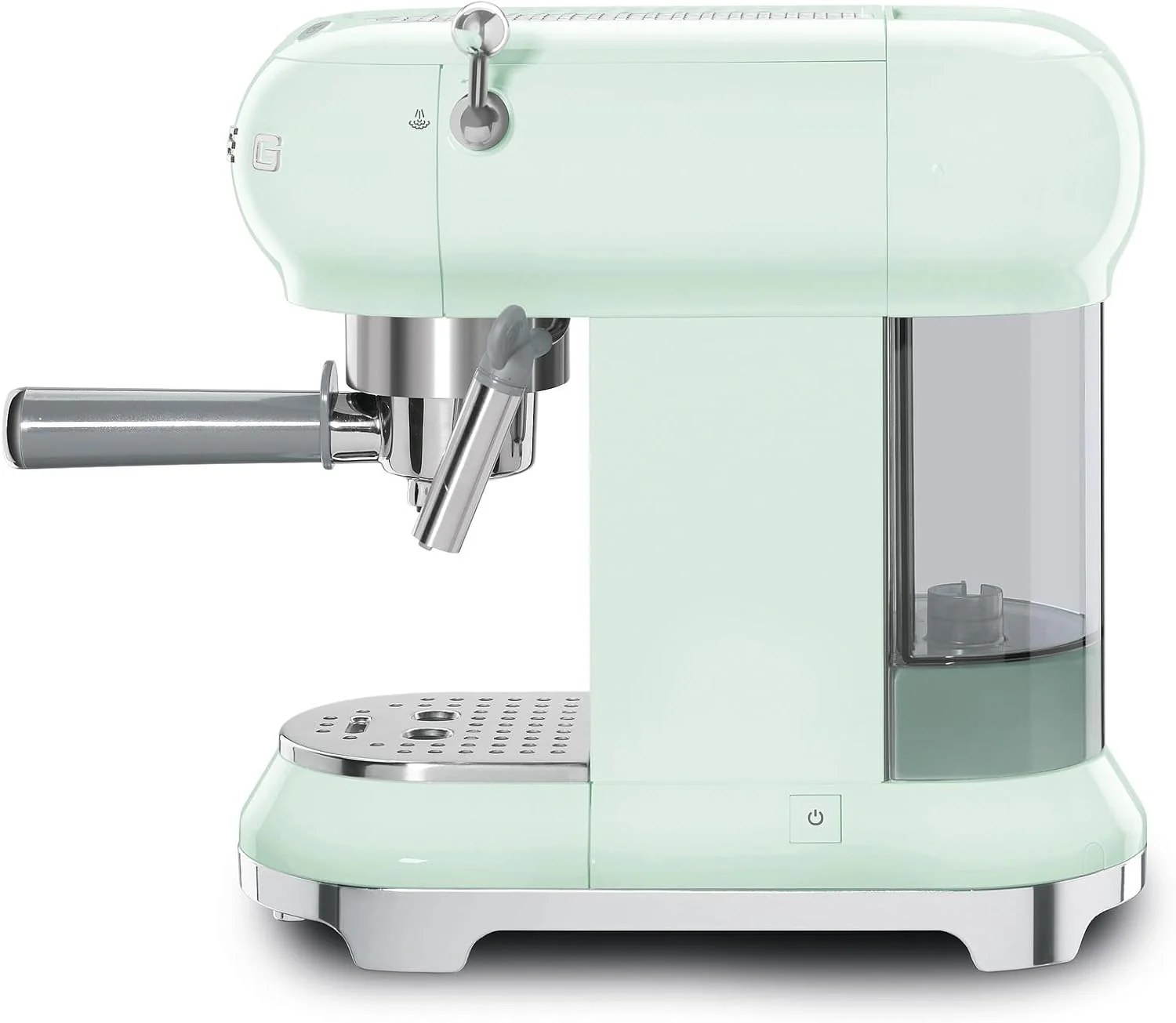 Smeg, ECF01WHEU Manual Espresso -Maschine, Cappuccino -System, Thermoblock, große Tassengehäuse und Doppelkaffeefunktion, 1 l Wassertank, kompakte Abmessungen, 1350W, Weiß