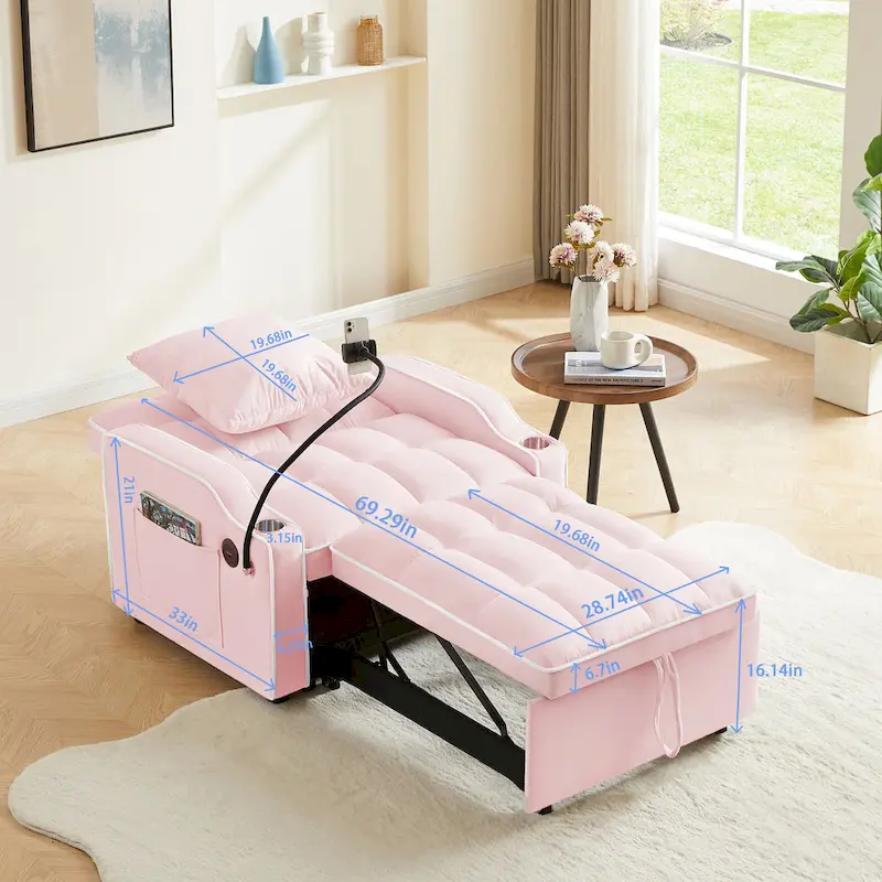 Convertible Sleeper Chair Sofa Bed Adjustable