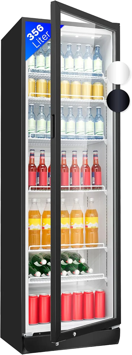 Bomann® üvegajtós hűtőszekrény | zárható italhűtő | 6 állítható magasságú polc | 30 kg/polc | 347 liter | nagy hűtőszekrény | palackhűtő LED-fénnyel | KSG 7351 fekete