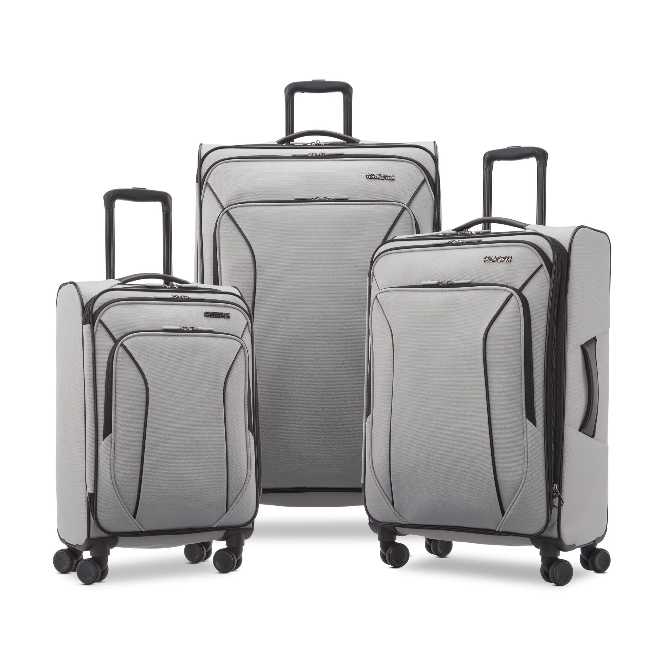 American Tourister X-Lite 3-Piece Luggage Set with Spinner Wheels - Light Grey