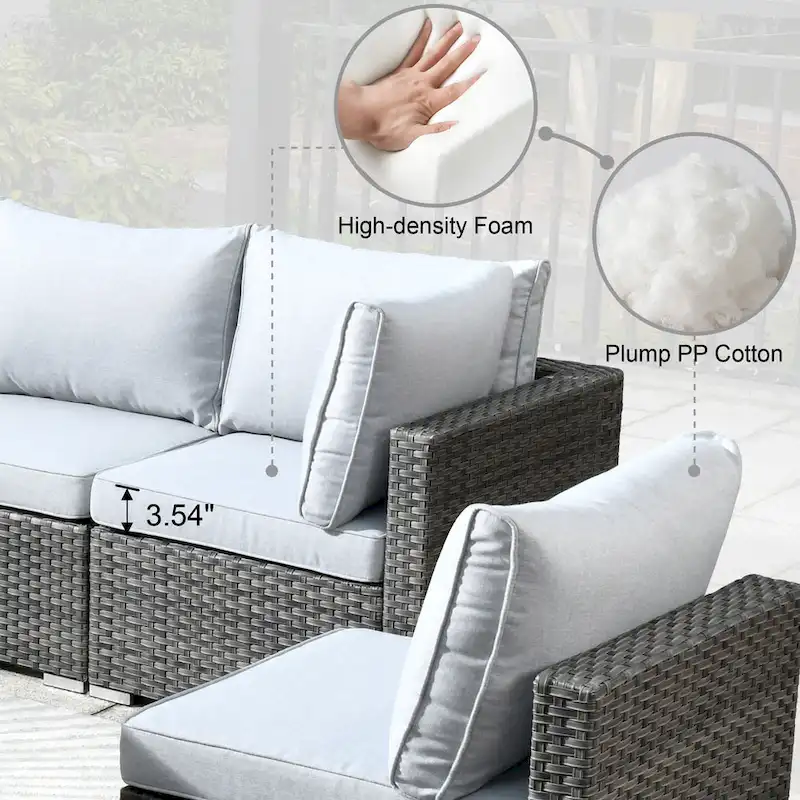 HOOOWOOO 8-piece Rattan Wicker Patio Furniture Set with Fire Pit