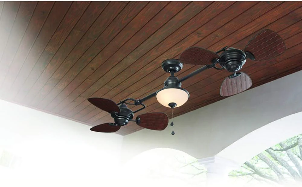 Harbor Breeze Twin Breeze II 74" Outdoor Ceiling Fan, Bronze