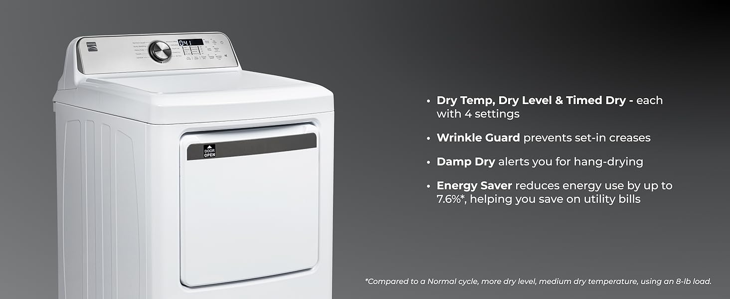 options dry temp dry level timed dry wrinkle guard accela steam energy saver