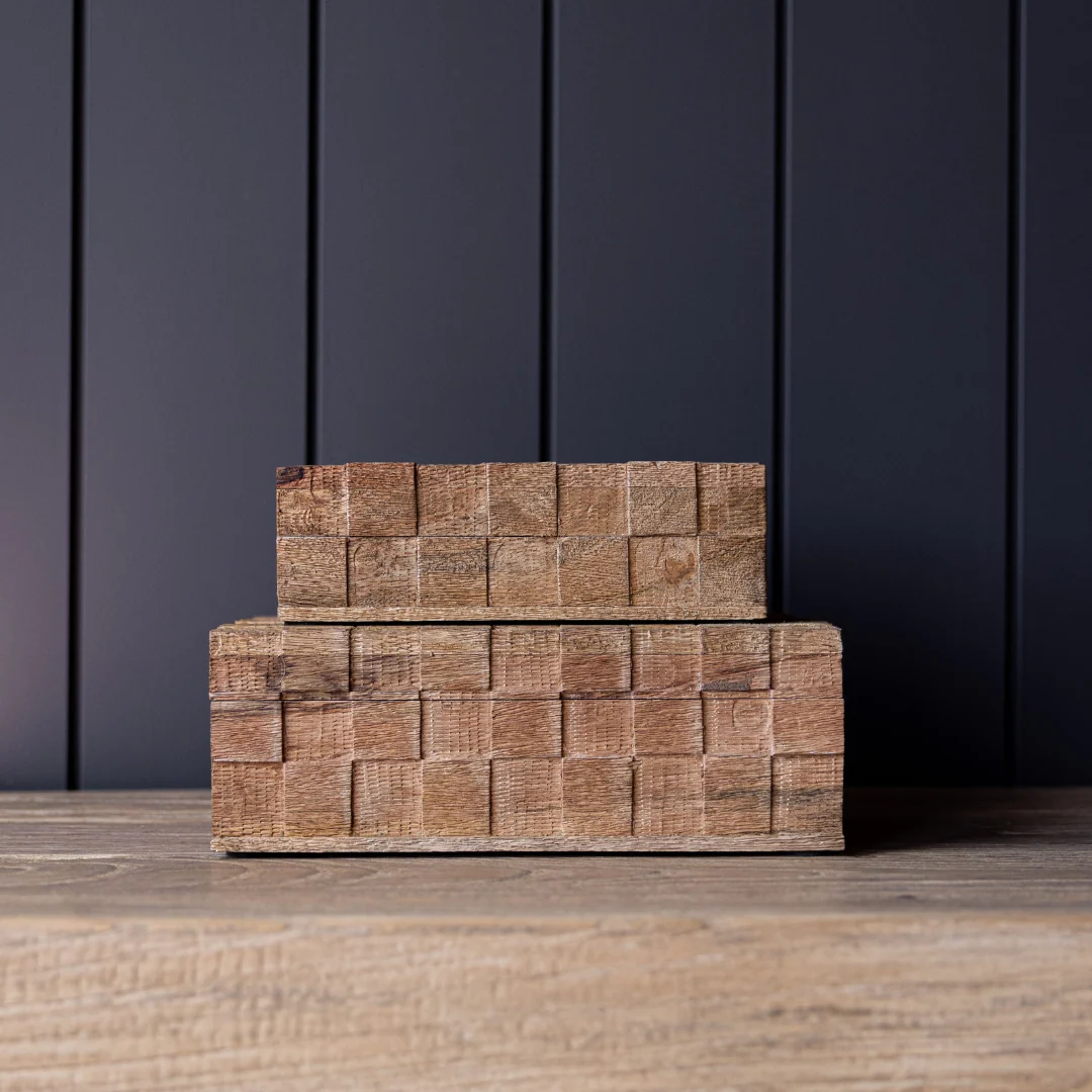 Wooden Weave Storage Boxes Set