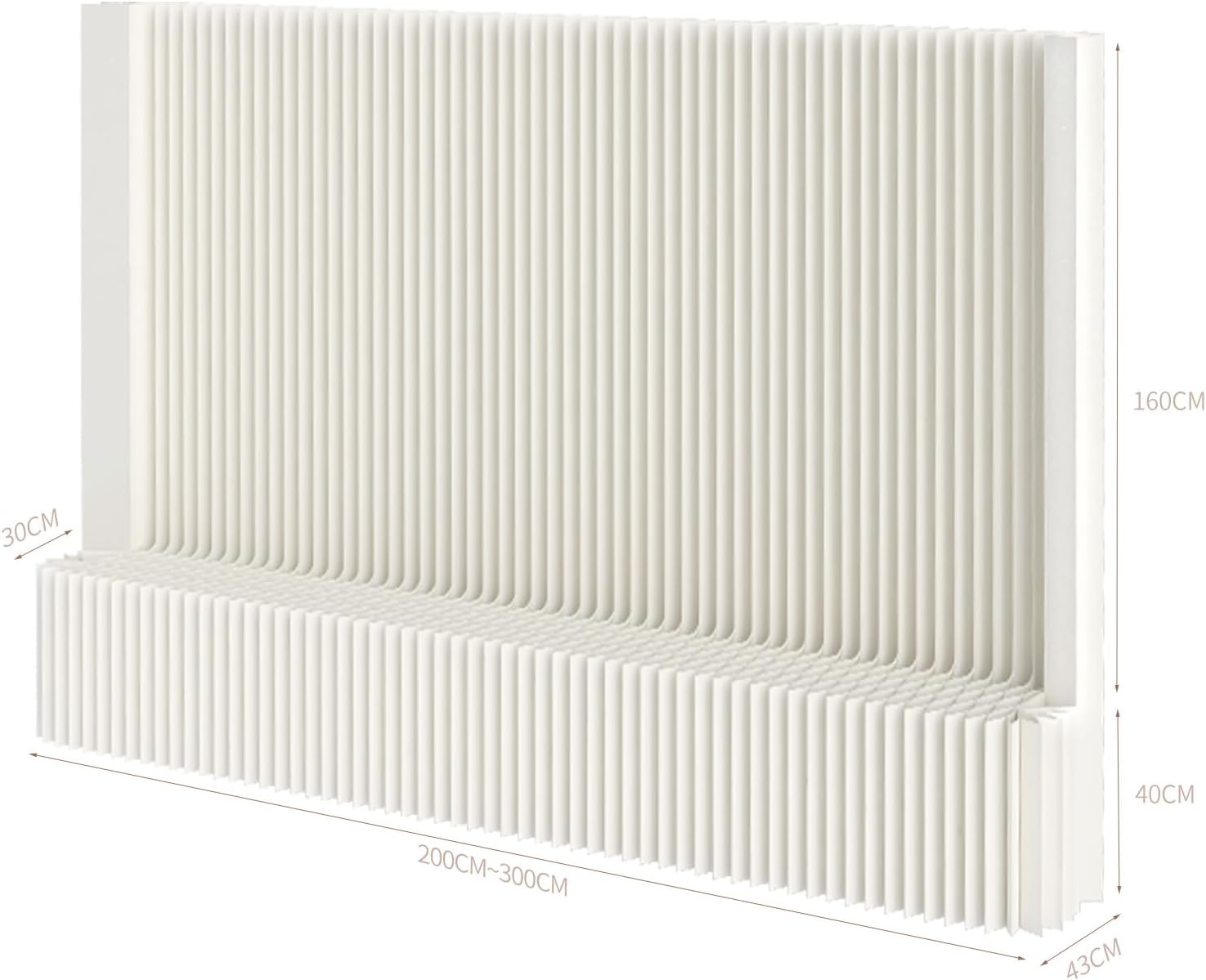 Faltbarer Raumteiler mit Ablageregal Flexibel Sichtschutz Trennwand, Ideal für Büro, Wohnzimmer, Geschäfte Wohnzimmer, Schlafzimmer, Balkon(Weiß) (L300 x B43 x H200 cm)
