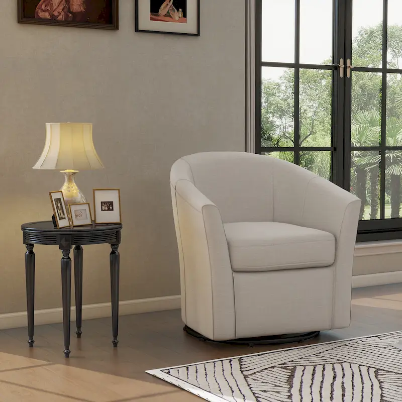 Modern Upholstered Swivel Barrel Chair Living Room Accent Chair