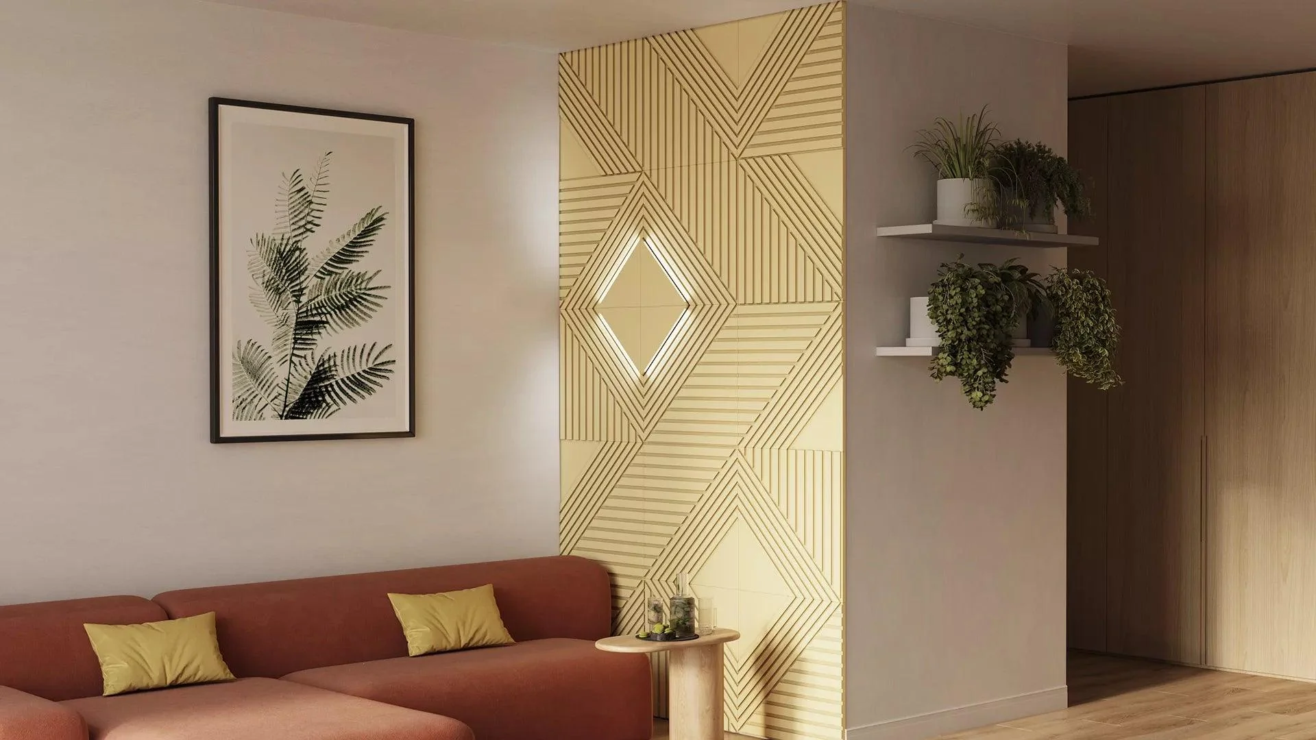 GYPSUM 3D WALL PANEL | TRINITY + LED 0021