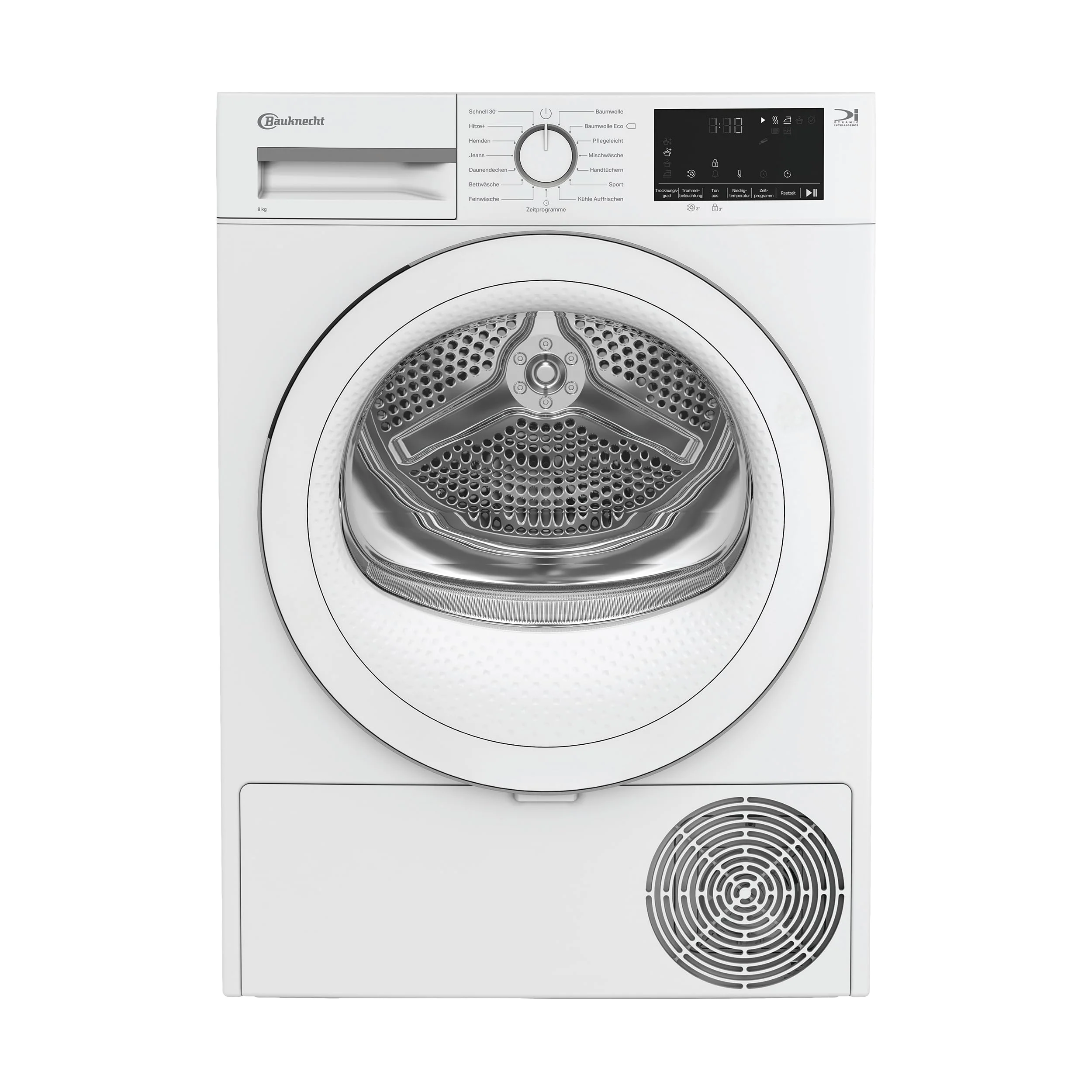 2025 Asciugatrice a pompa di calore Bauknecht BD 8D WWS / 8 kg / Classe energetica A++ / Precision Dry – asciugatura intelligente / Motore inverter / Slim – extra stretta con profondità di soli 46 cm / Illuminazione tamburo