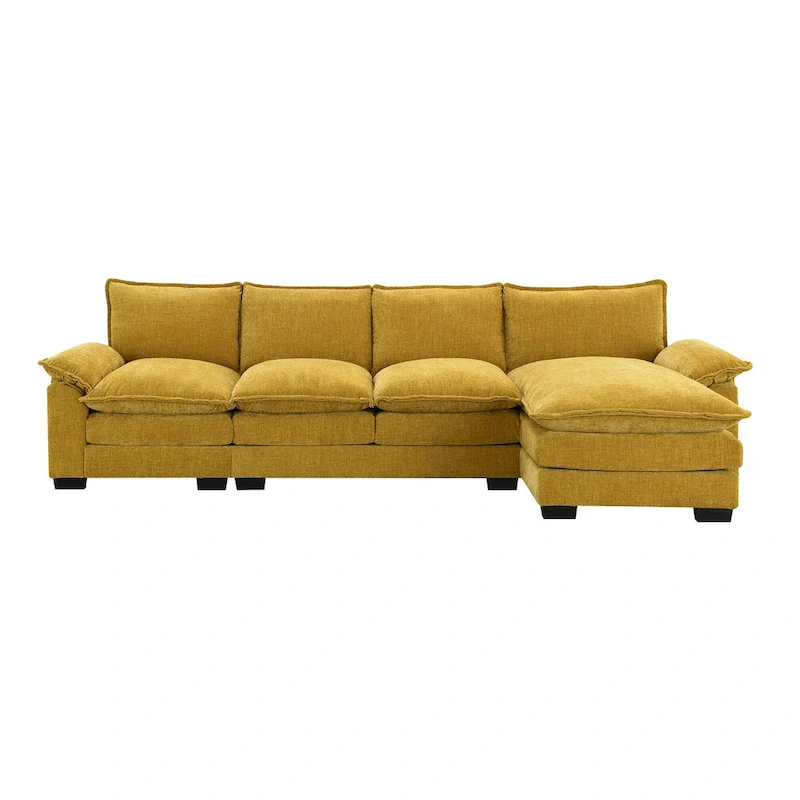 Modern 5-Seat L-Shaped Cloud Sleeper Sofa Couch with Chaise Lounge with Double Seat Cushions