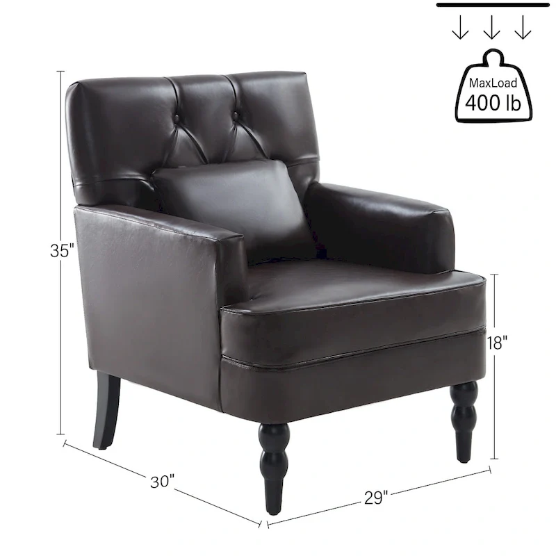 Upholstered Accent Chair with Lumbar Pillow - Single Seat