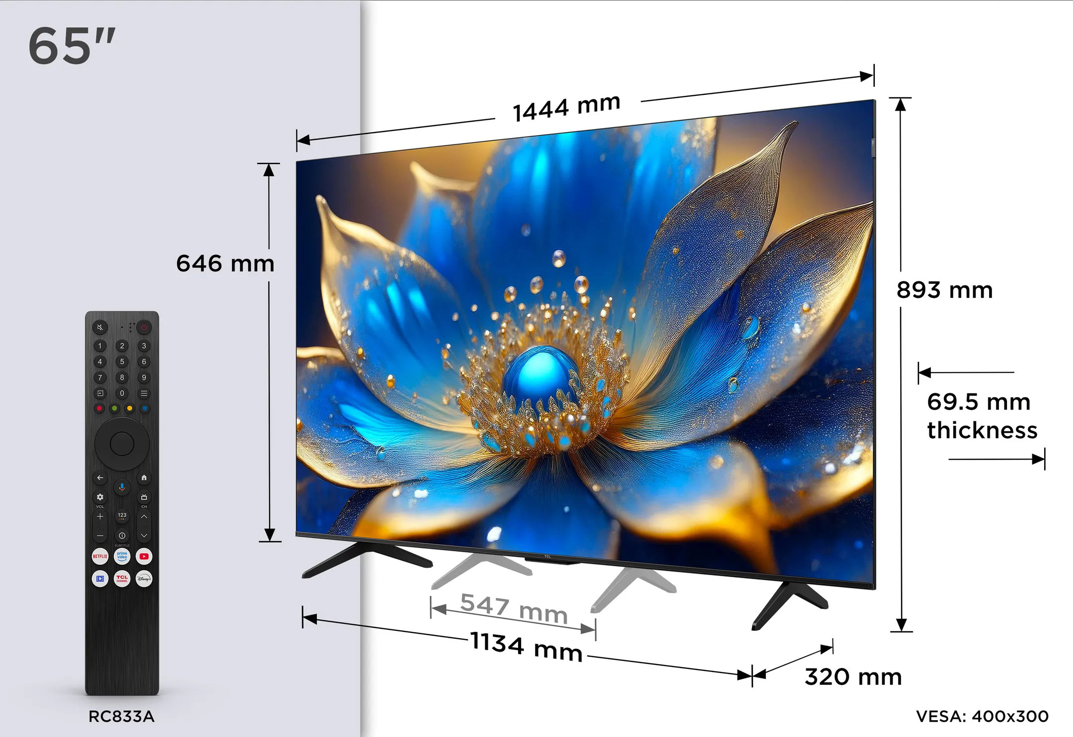 TCL QLED 4K TV 65P79K (2025) - 65 inch