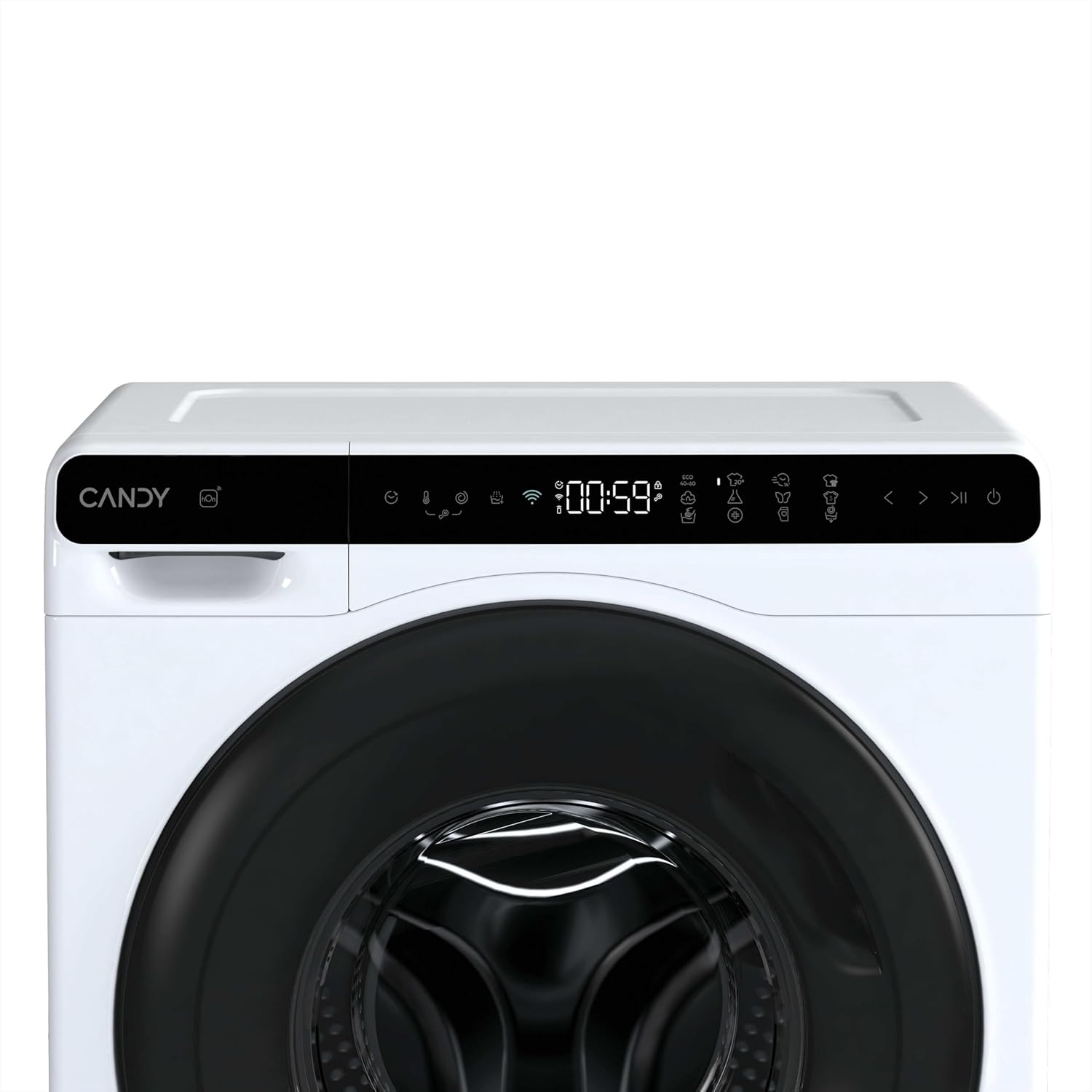 Candy ProWash 700 Mini CW50-BP12307U1-S Waschmaschine, 5 kg, 1200 U/min, digitales Display, WLAN-Konnektivität, 12 Zyklen, Inverter, 24-Stunden-Startzeitvorwahlen, Kindersicherung, KG-Detektor, 69 dB