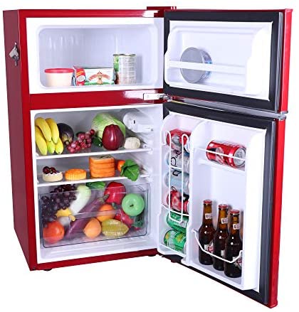 Frigidaire EFR840-RED 3,2 láb³ piros kétszárnyú retro minibár oldalsó sörnyitóval