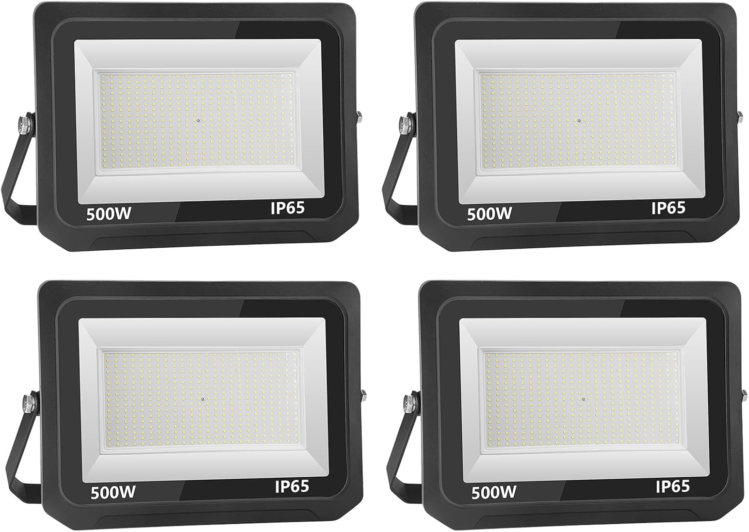 Zelvia 4 Stück 500W LED Strahler Außen 50000LM Superhell LED Strahler 6500K Kaltweiß Scheinwerfer Außen IP65 Wasserfest Fluter Außenstrahler für Sportplatz Garage Garten Hotel