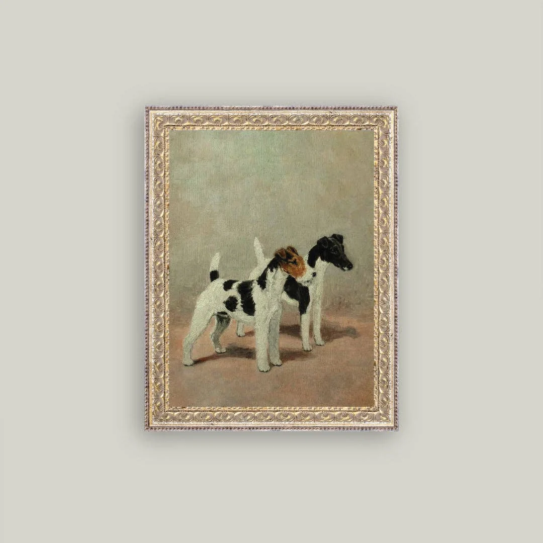 Two Fox Terriers Framed Antique Inspired Art