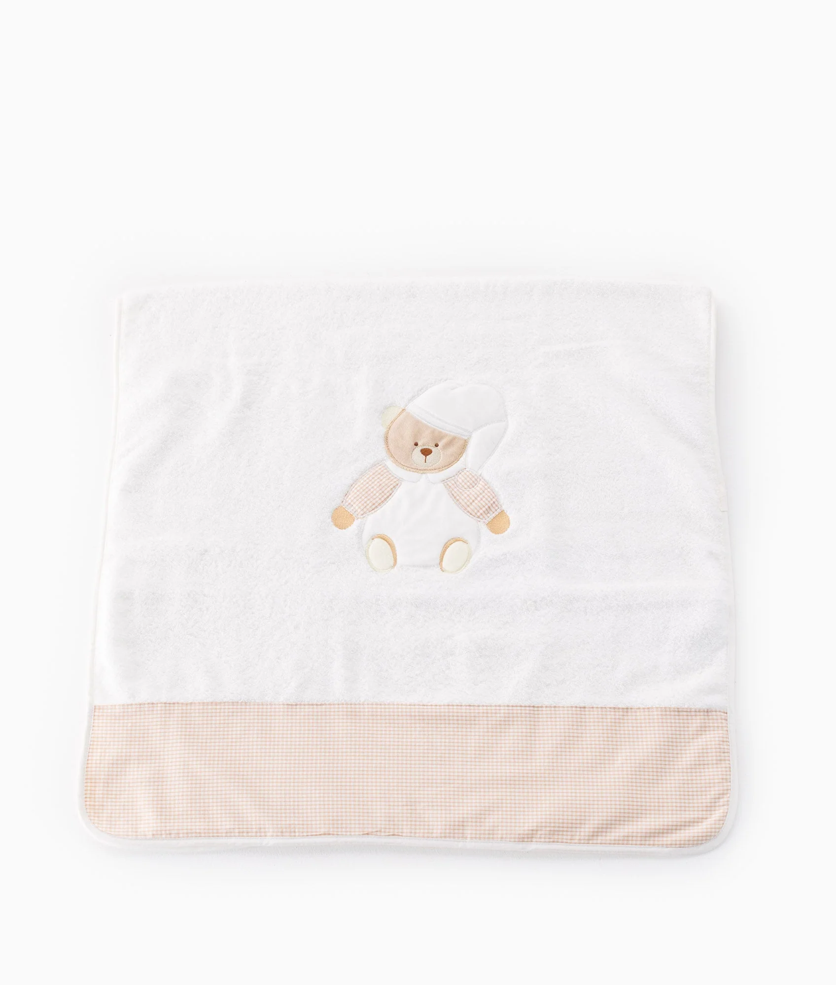 Classic Baby Towel | White & Beige