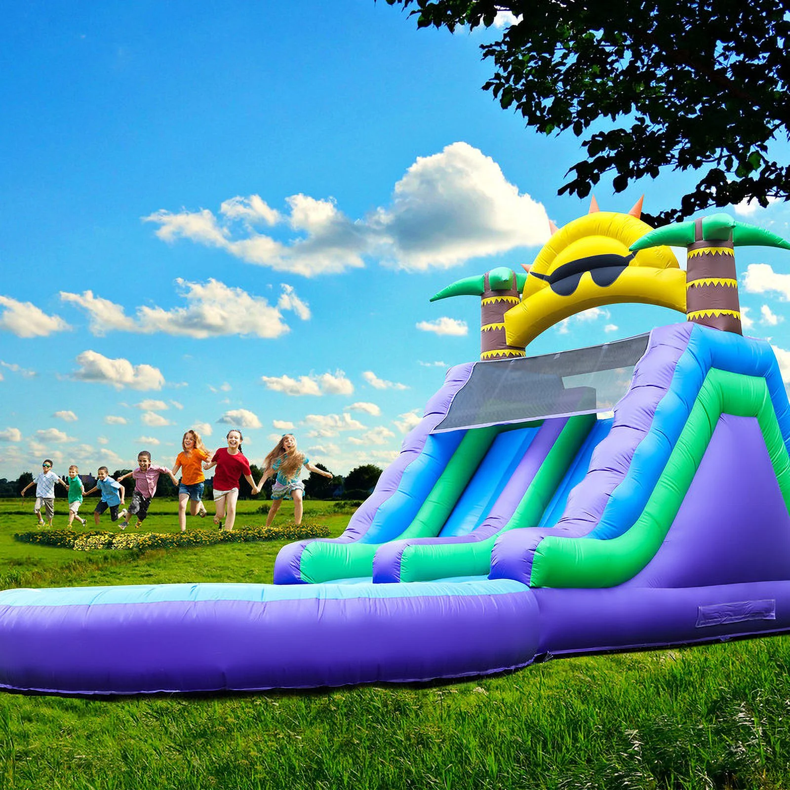 Relunch 26FT Inflatable Double Water Slide for Kids & Adults, PVC Inflatable Water Park with Blower, Giant Splash Pool for Backyard & Outdoor Fun, 26'L x 12'W x 14'H
