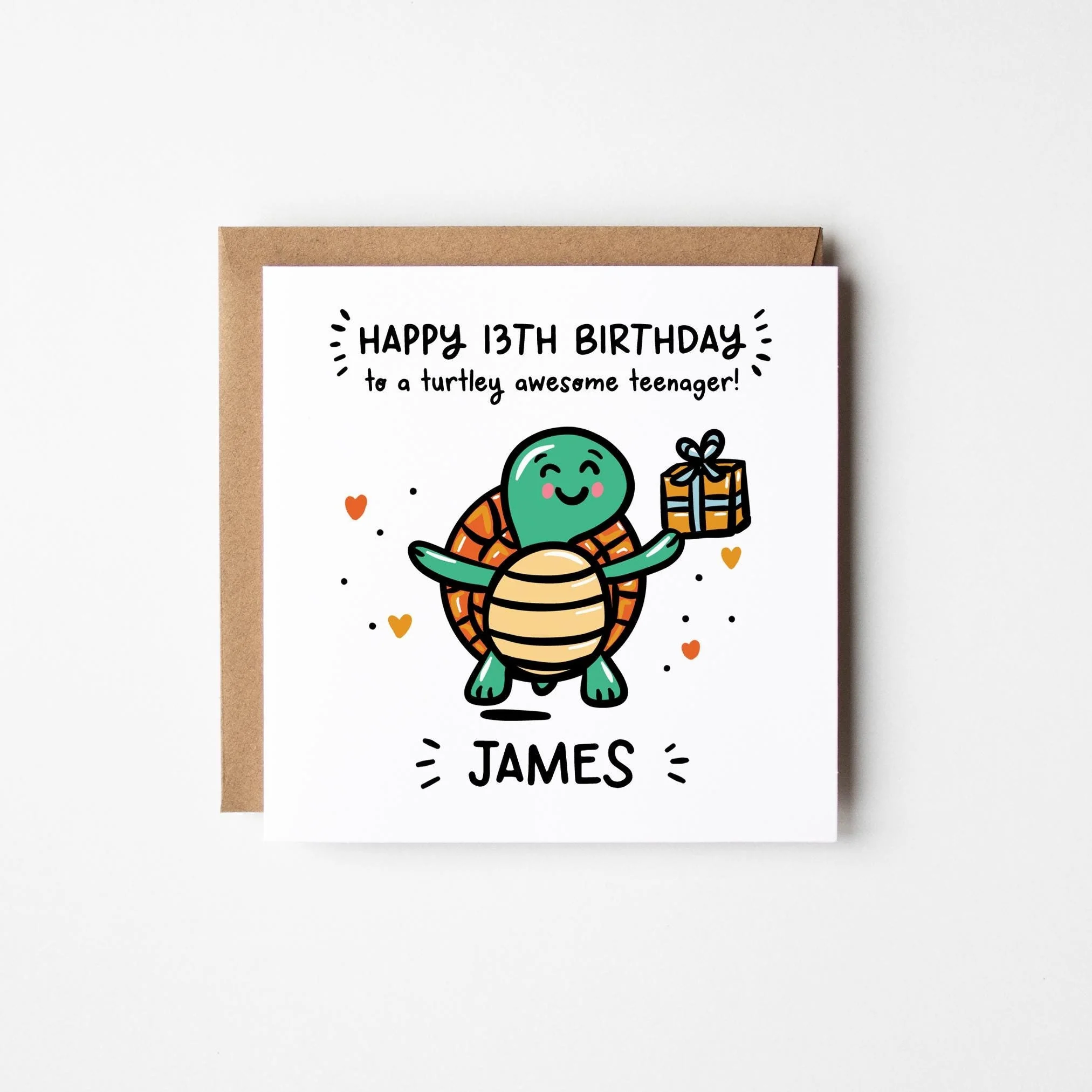Turtley Awesome Teenager, Personalised 13th Birthday Card