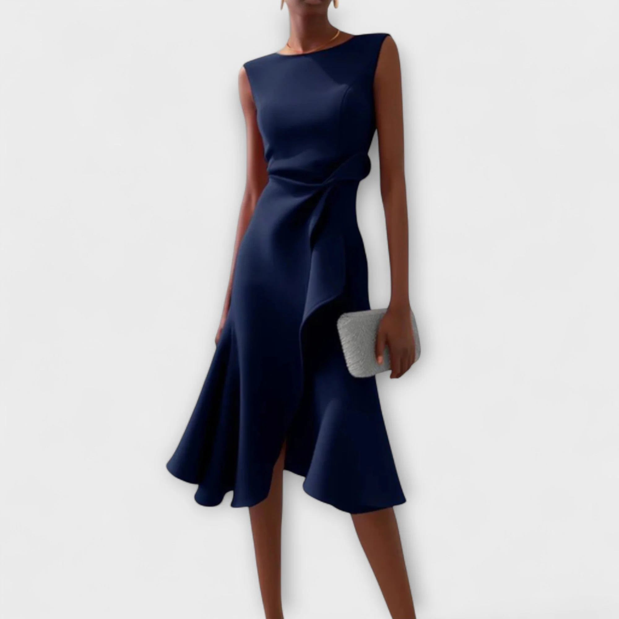 Womena??s Asymmetric Midi Dress Elegant Draped Summer Style