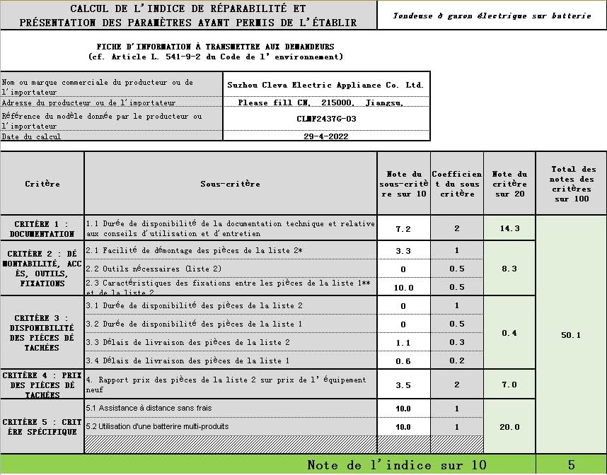 LawnMaster Tondeuse à gazon sans fil CLMF2437G 24 V 37 cm jusqu’à 300 m²