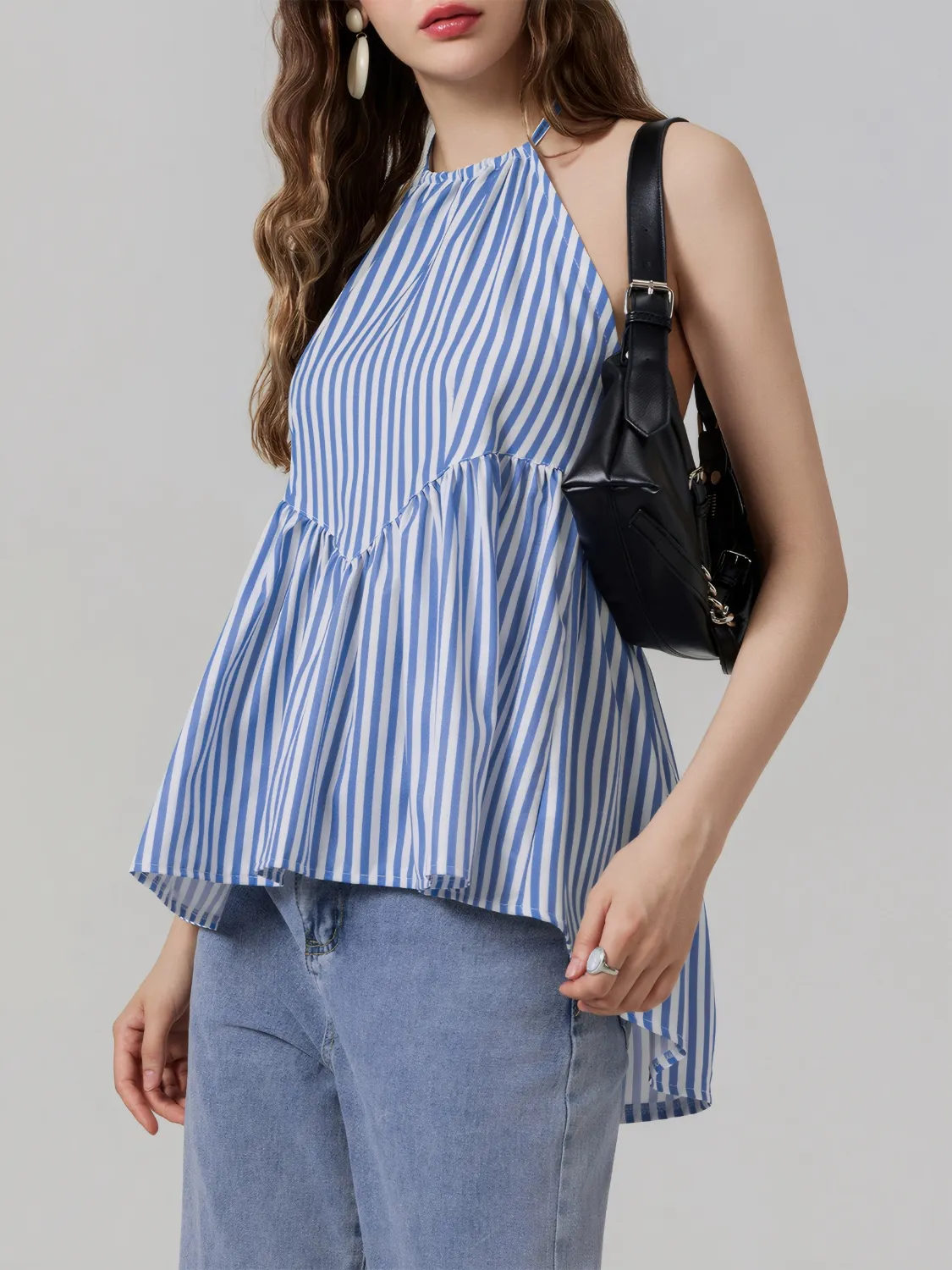 Striped Halter Neck Cami