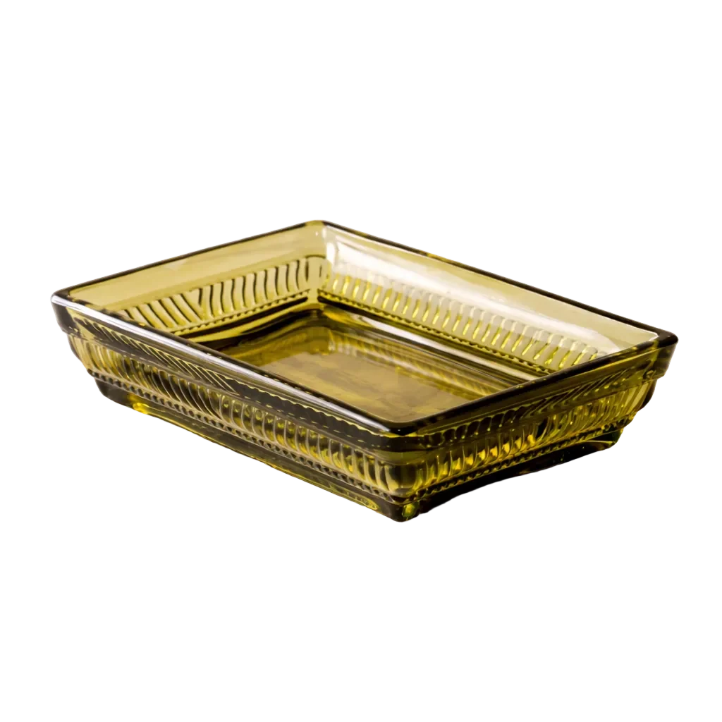 Olive Green Glass Soap Dish
