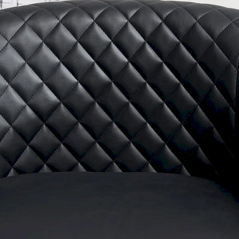 KINWELL 29 Wide Tufted PU Leather Swivel Barrel Chair