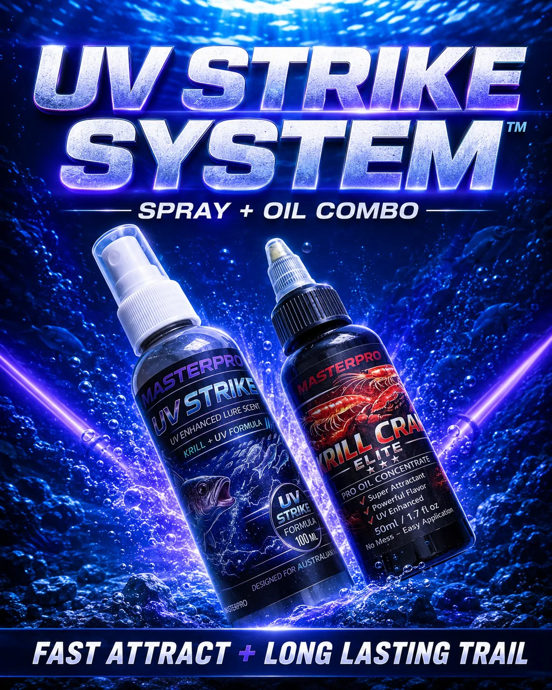 MASTERPRO UV STRIKE SYSTEM �?Spray + Oil Combo Fishing Attractant