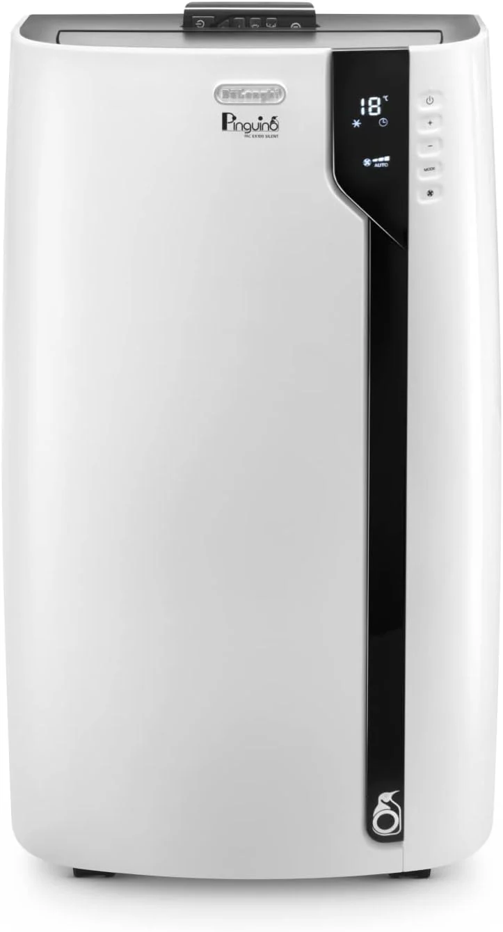 De'Longhi Pinguino PAC EX100 Silent mobil légkondicionáló elszívócsővel, légkondicionáló 110 m³-es helyiségekhez, párátlanító, ventiláció funkció, 24 órás időzítő, fehér