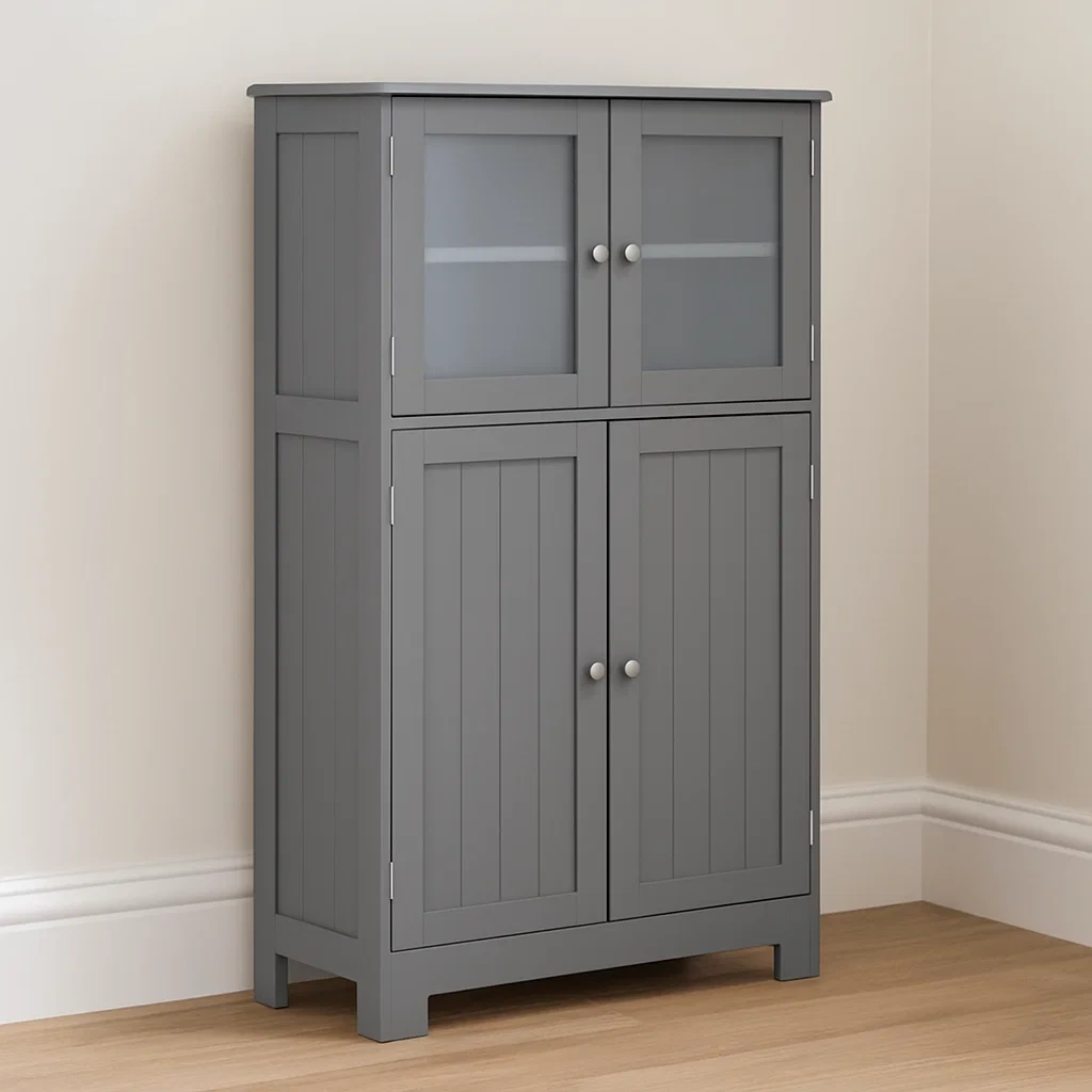 Kontorskab, grt, tr, egnet til indendrs brug, 58x30x109cm