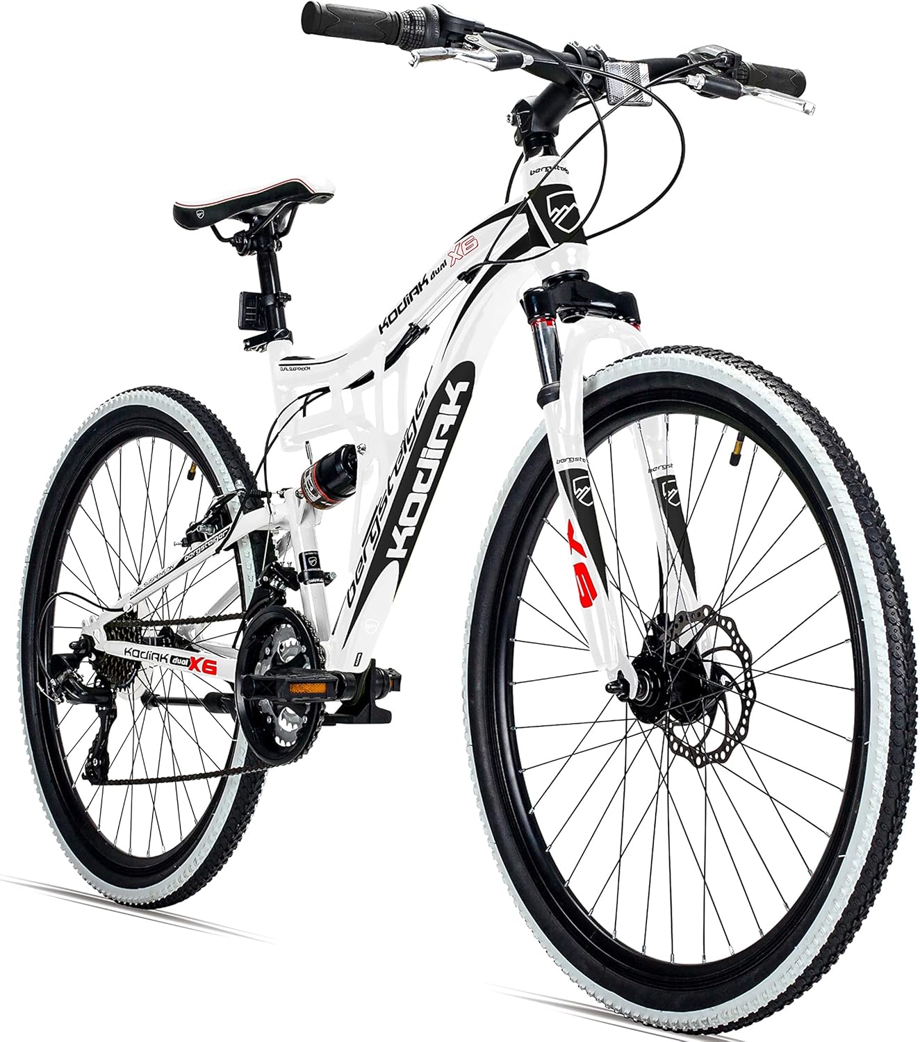 Bergsteiger Kodiak 26 Zoll, 29 Zoll Mountainbike, Scheibenbremse, Shimano 21 Gang-Schaltung, Vollfederung, Fully MTB für Jungen, Mädchen, Damen & Herren