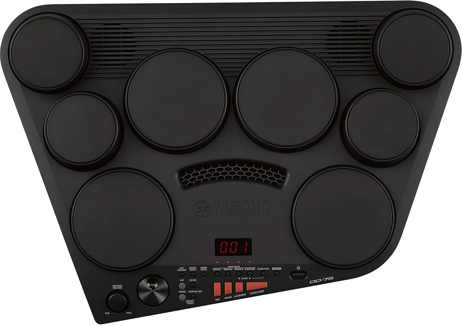 Yamaha DD-75 - Batería electrónica portátil con 8 pads de batería sensibles a la pulsación, conjunto con control de volumen y conexión para auriculares, color Negro
