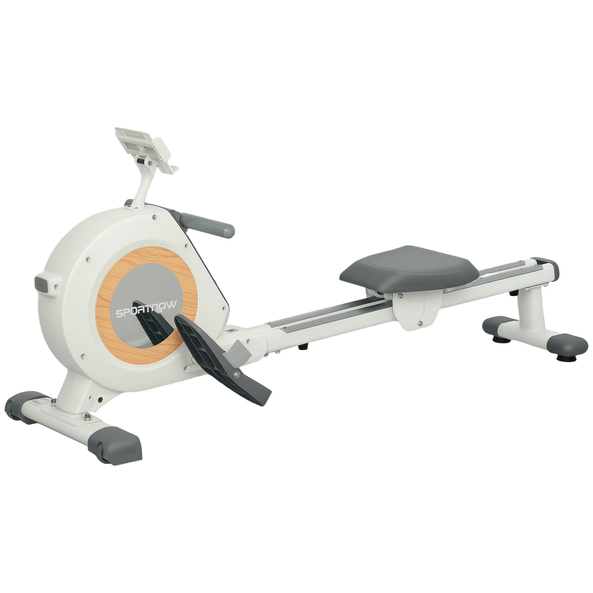 SPORTNOW Roeiapparaat met 16 verstelbare niveaus, LCD-monitor en mobiele telefoonhouder, voor thuisfitness, 150 kg belastbaar