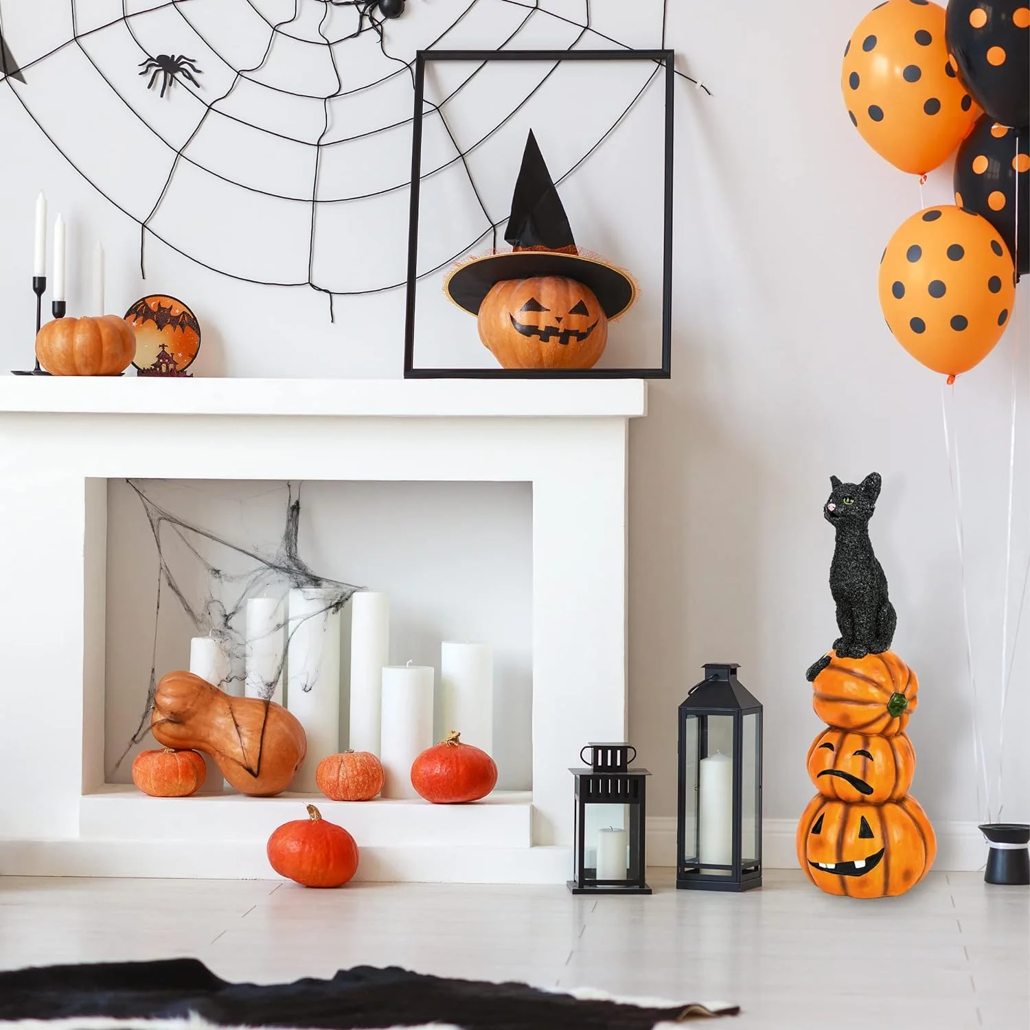 Black cat and a bunch of pumpkins, Halloween collection