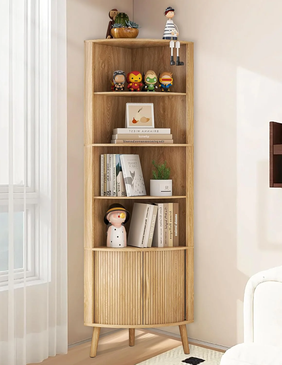 Corner Cabinet, 66.73'' Tall Modern Corner Bathroom Storage Cabinet