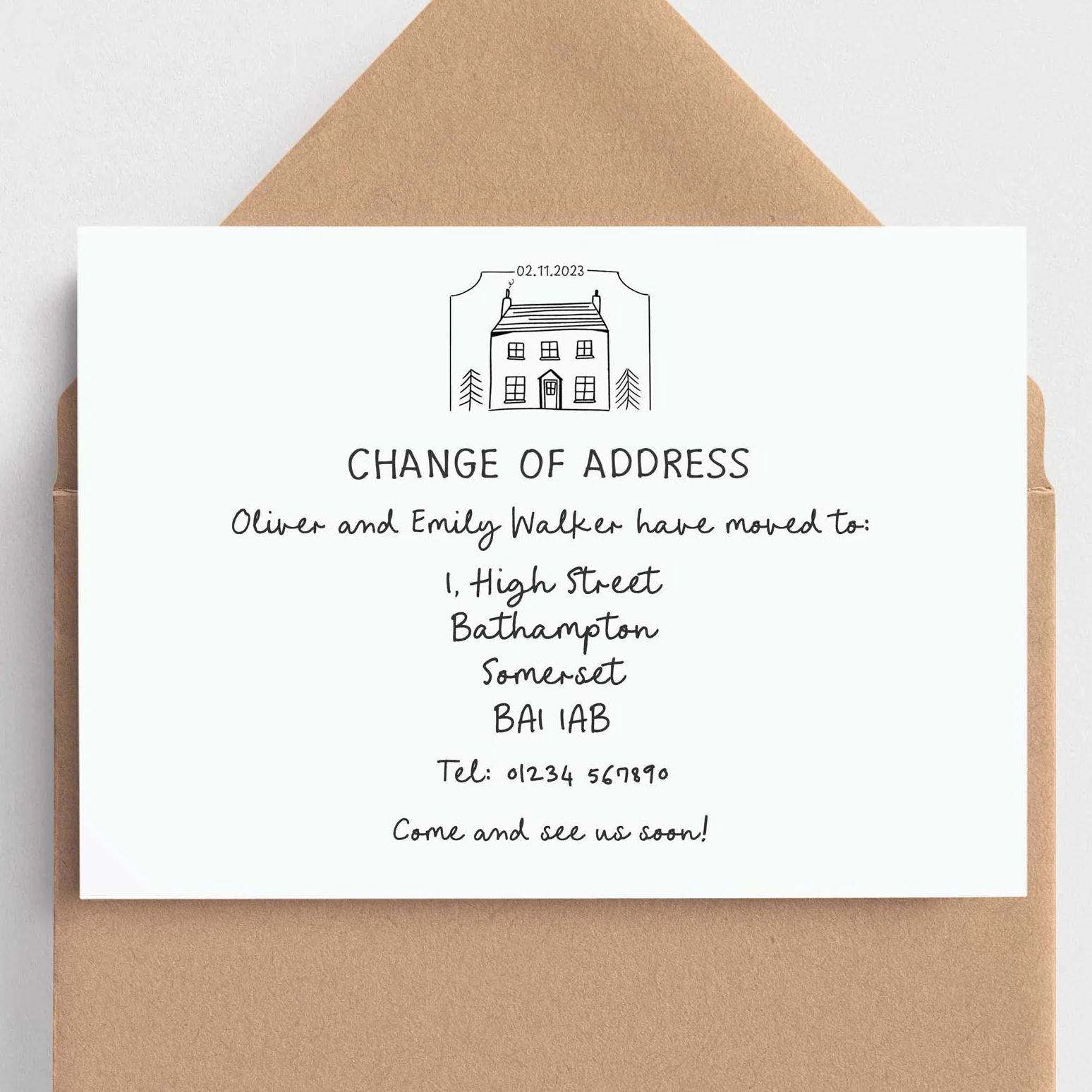 Handwritten Style Change of Address Announcements - Moving Home Cards